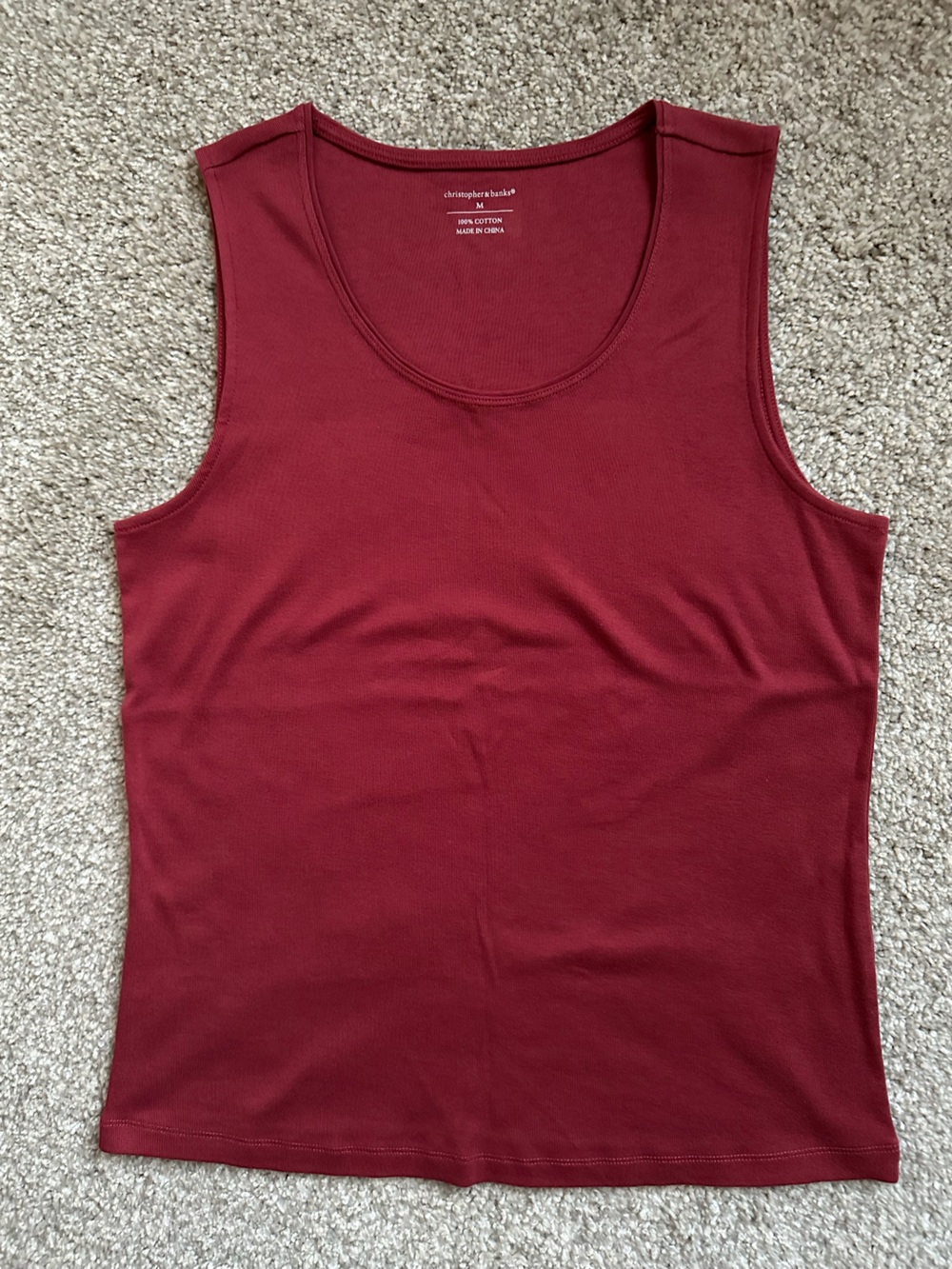 Women’s Christopher & Banks Maroon Cotton Scoop Neck Tank